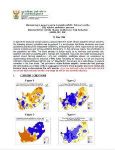 National Agro-meteorological Committee (NAC) Advisory on the 2022 autumn and winter seasons Statement from Climate Change and Disaster Risk Reduction 08 DALRRD 2021