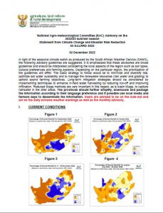 National Agro-meteorological Committee (NAC) Advisory on the 2022/23 summer season Statement from Climate Change and Disaster Risk Reduction 03 DALRRD 2022 02 December 2022