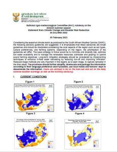 National Agro-meteorological Committee (NAC) Advisory on the 2022/23 summer season Statement from Climate Change and Disaster Risk Reduction 05 DALRRD 2022 09 February 2023