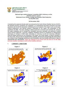 National Agro-meteorological Committee (NAC) Advisory on the 2023/24 summer season Statement from Climate Change and Disaster Risk Reduction 02 DALRRD 2023
