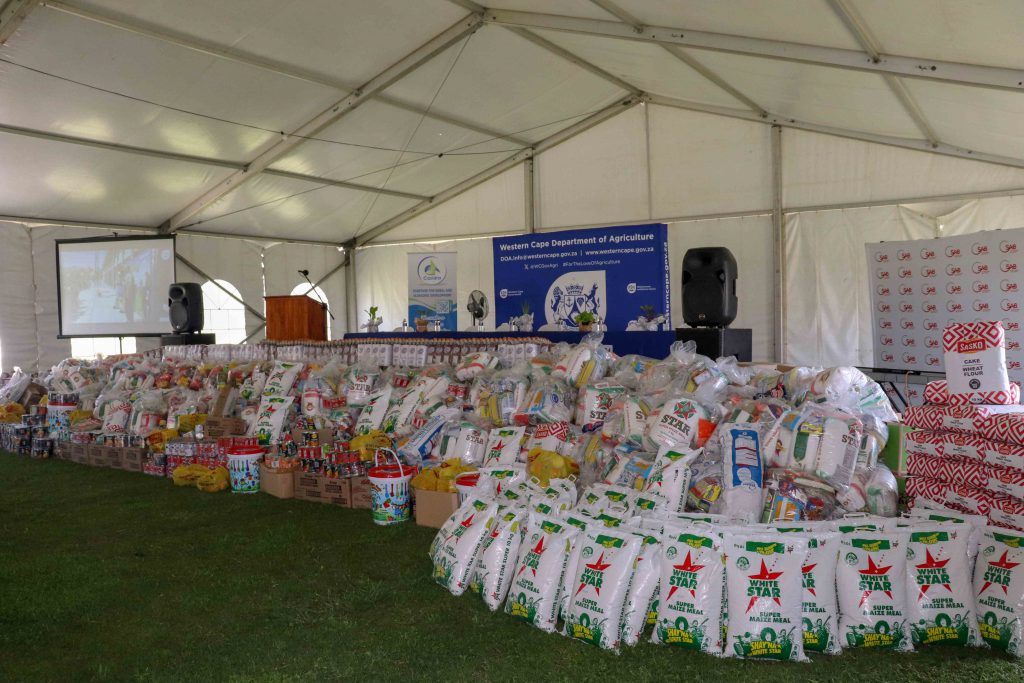 Mountain of donated food