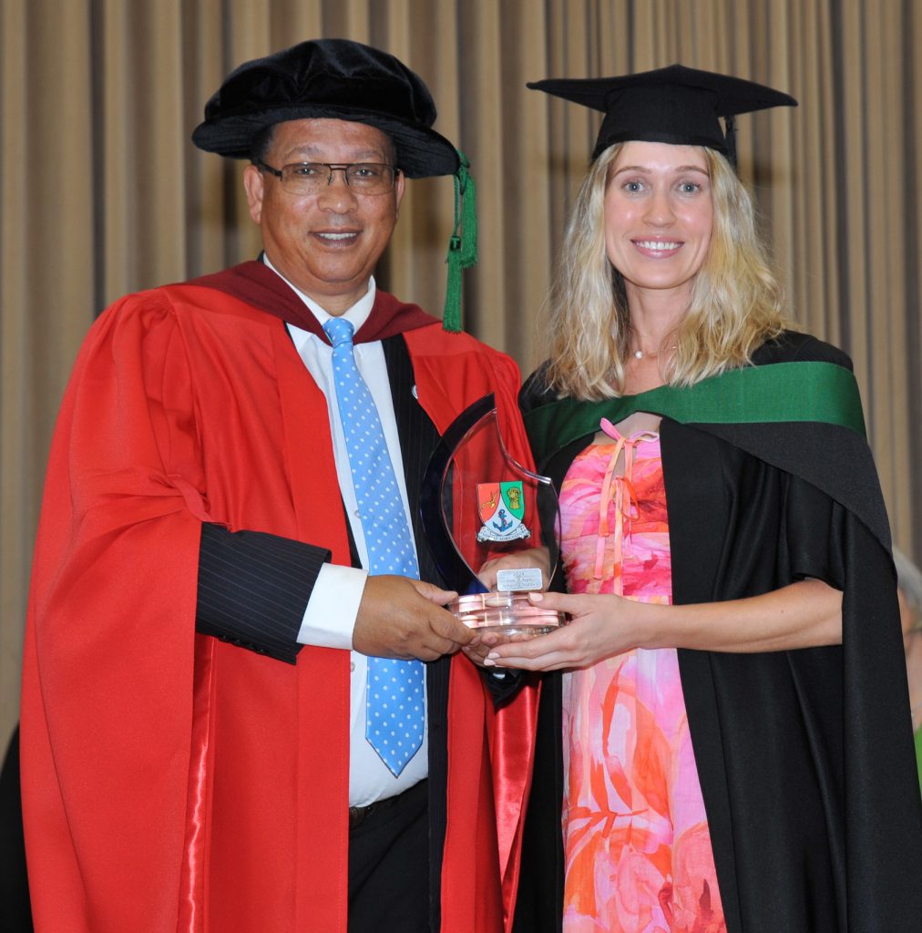 Minister Meyer and B. Agric DUX student 2024, Johanna Slabber
