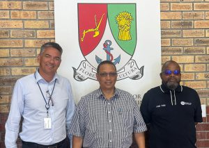 Principal Granville Stander, Minister Meyer and HOD Mogale Sebopetsa