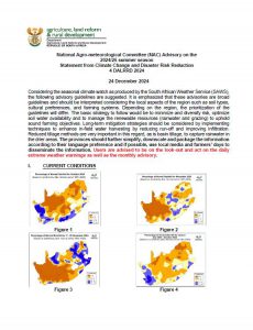 National Agro-meteorological Committee (NAC) Advisory on the 2024/25 summer season Statement from Climate Change and Disaster Risk Reduction 4 DALRRD 2024