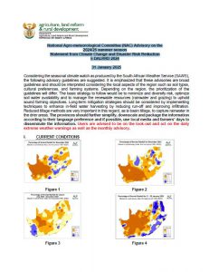 National Agro-meteorological Committee (NAC) Advisory on the 2024/25 summer season Statement from Climate Change and Disaster Risk Reduction 5 DALRRD 2024 31 January 2025