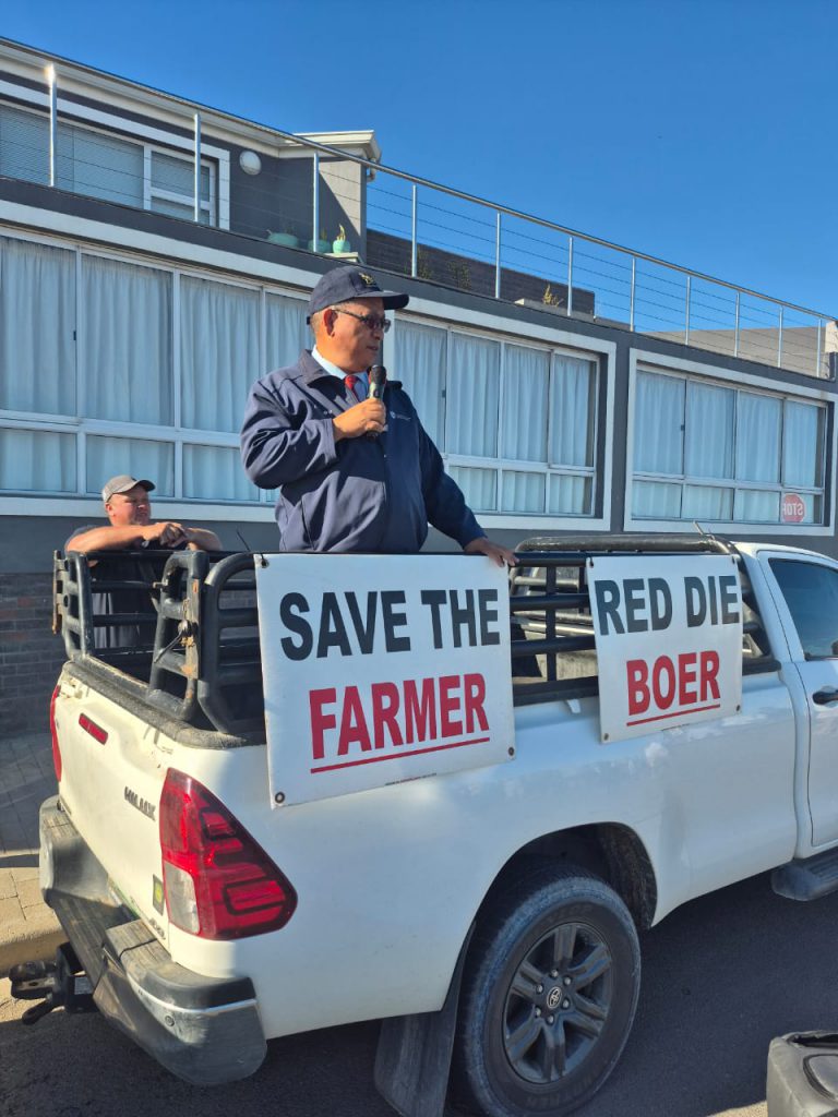 Minister Meyer outside the magistrates court in Lamberts Bay