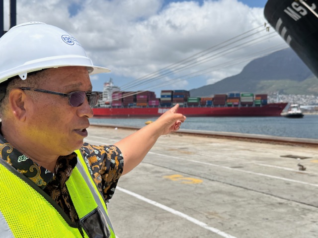 Minister Meyer during a recent visit to the Port of Cape Town